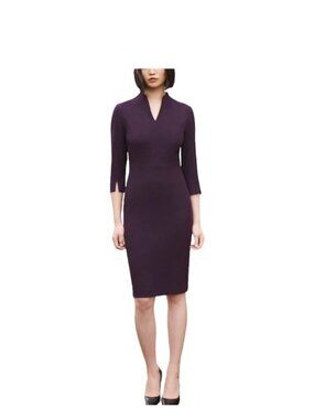 Libby Hanover Dress Purple Size 16 (US 12)  NWT Brittish London Quiet Luxury